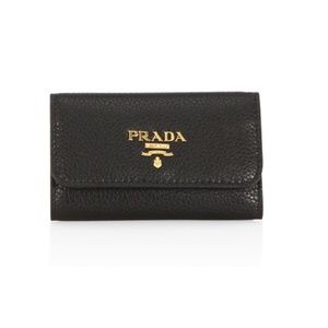 Prada Pebble Leather Trifold Key Wallet